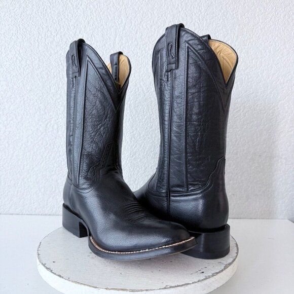 NEW Rod Patrick Mens Cowboy Boots 11B Black Calf Leather Western Bex Round Toe - Picture 1 of 13